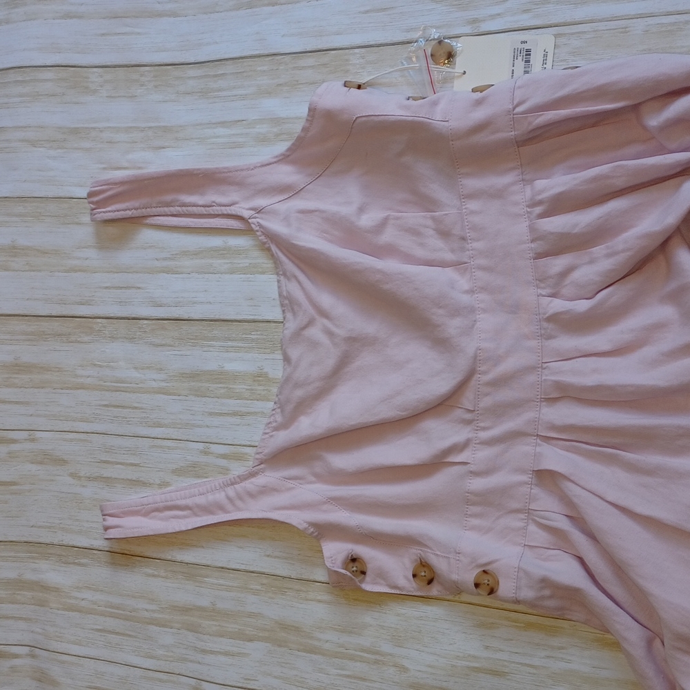 Light purple Midi dress with brown accent buttons. - Picture 4 of 7